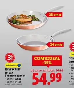 Lidl Set van 2 koperen pannen aanbieding