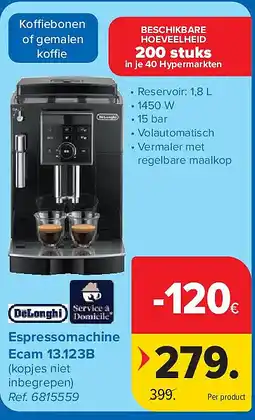 Carrefour Espressomachine Ecam 13.123B aanbieding