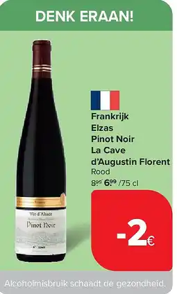 Carrefour Frankrijk Elzas Pinot Noir La Cave d’Augustin Florent aanbieding