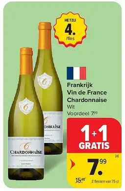 Carrefour Frankrijk Vin de France Chardonnaise aanbieding