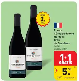Carrefour France Côtes-du-Rhône Héritage Croix de Beaulieux aanbieding