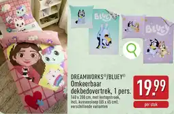 ALDI Dreamworks /bluey omkeerbaar dekbedovertrek, 1 pers. aanbieding