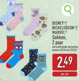 ALDI Nickelodeon/ Disney/Marvel sokken aanbieding