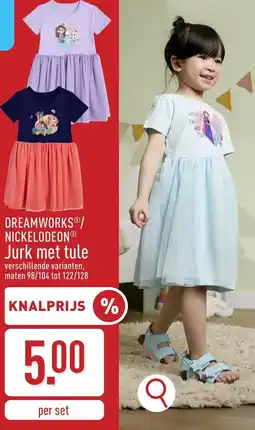 ALDI Dreamworks/ nickelodeon jurk met tule aanbieding
