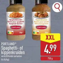 ALDI Portland spaghetti of kippenkruiden aanbieding