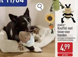 ALDI Romeo knuffel met touw voor honden aanbieding