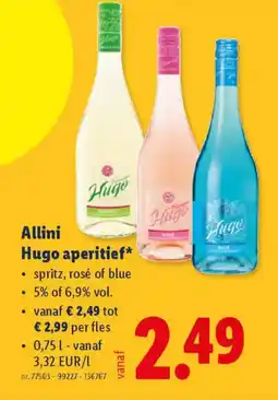 Lidl Allini Hugo aperitief aanbieding