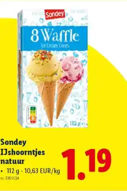 Lidl Sondey ijshoorntjes natuur aanbieding
