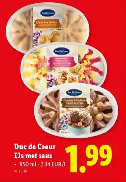 Lidl Duc de coeur ijs met saus aanbieding