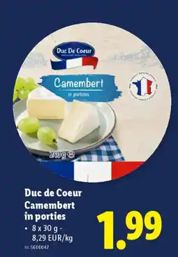 Lidl Duc de coeur camembert in porties aanbieding