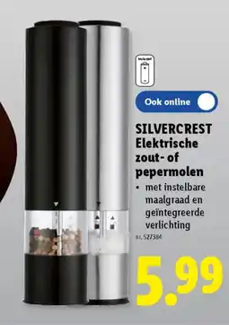 Lidl Silvercrest elektrische zout of pepermolen aanbieding