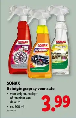 Lidl Sonax reinigingsspray voor auto aanbieding