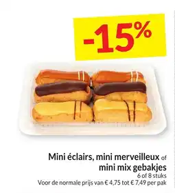 Intermarché Mini éclairs, mini merveilleux of mini mix gebakjes aanbieding
