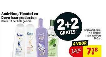 Kruidvat Andrélon, Timotei En Dove Haarproducten aanbieding