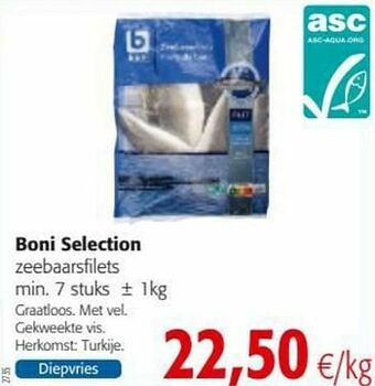 Colruyt Boni selection zeebaarsfilets aanbieding
