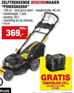 Hubo Zelftrekkende benzinemaaier "powxg60260" aanbieding