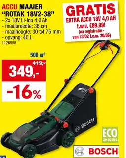 Hubo Accu maaier "rotak 18v2-38" aanbieding
