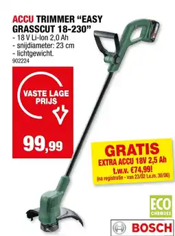 Hubo Accu trimmer "easy grasscut 18-230" aanbieding