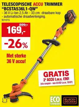 Hubo Telescopische accu trimmer "bcsta536l1-qw" aanbieding