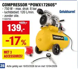 Hubo Compressor "powx17260s" aanbieding