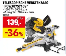 Hubo Telescopische verstekzaag "powx075710s" aanbieding