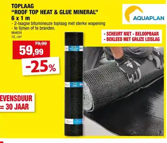 Hubo Toplaag "roof top heat & glue mineral" 6 x 1 m aanbieding