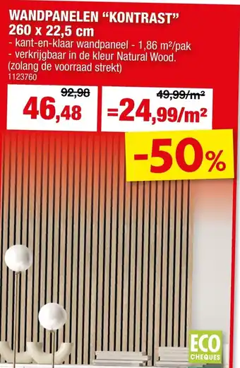 Hubo Wandpanelen "kontrast" aanbieding