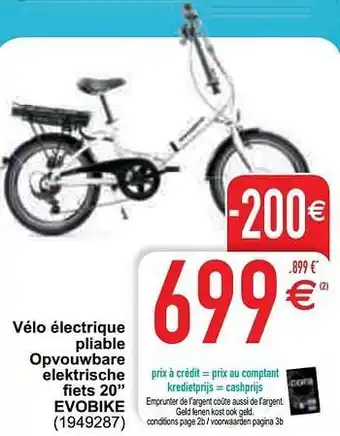 Vélo électrique pliable opvouwbare elektrische fiets 20`` evobike