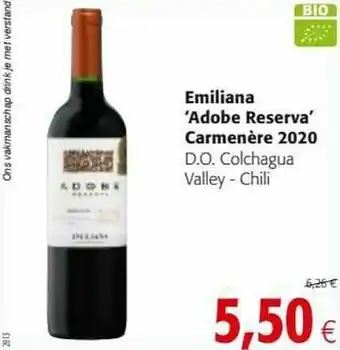 Emiliana adobe reserva carmenère 2020 d.o. colchagua valley - chili