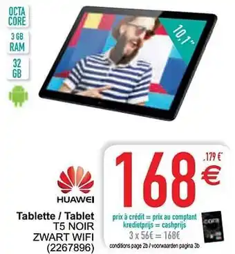 Cora Huawei tablette - tablet t5 noir zwart wifi aanbieding