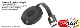 Kruidvat Tmc stream + cast tv dongle aanbieding