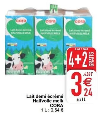Cora Lait demi écrémé halfvolle melk cora aanbieding