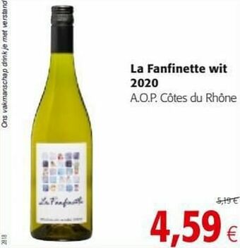 Colruyt La fanfinette wit 2020 a.o.p. côtes du rhône aanbieding