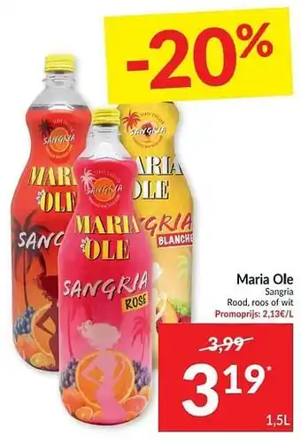 Intermarché Maria ole sangria rood, roos of wit aanbieding