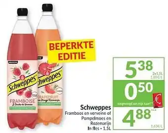 Intermarché Schweppes framboos en verveine of pompelmoes en rozemarijn aanbieding