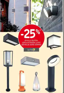 Brico Op alle buiten- verlichtingen lutec (behalve serie gemini) aanbieding