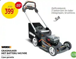 Brico Worx grasmaaier met batterij wg749e aanbieding