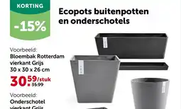AVEVE Bloembak Rotterdam vierkant Grijs 30 x 30 x 26 cm aanbieding