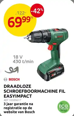 Brico Draadloze schroefboormachine fil easyimpact aanbieding