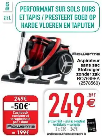 Cora Rowenta aspirateur sans sac stofzuiger zonder zak ro7649ea aanbieding