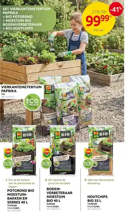 Brico Set vierkantemetertuin paprika+ + bio potgrond + moestuin bio bodemverbeteraar + bio houtchips aanbieding