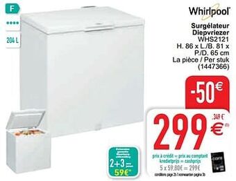 Cora Whirlpool surgélateur diepvriezer whs2121 aanbieding