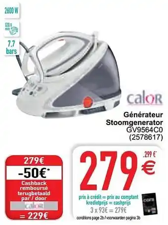Cora Calor générateur stoomgenerator gv9564c0 aanbieding