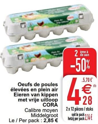 Cora Oeufs de poules élevées en plein air eieren van kippen met vrije uitloop cora aanbieding