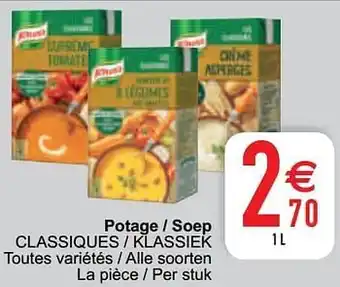 Potage - soep classiques - klassiek