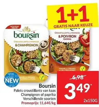 Boursin palets croustillants van kaas champignon of paprika