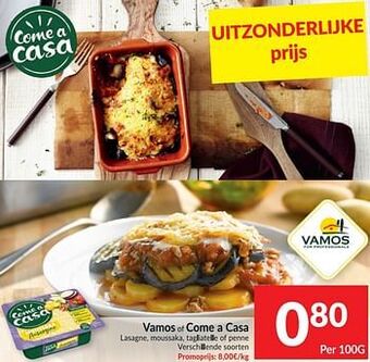 Intermarché Vamos of come a casa lasagne, moussaka, tagliatelle of penne aanbieding