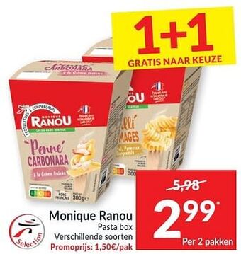 Intermarché Monique ranou pasta box aanbieding