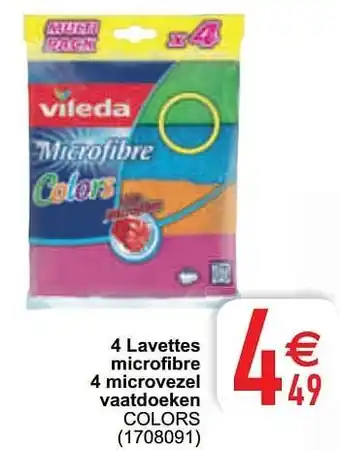 Cora 4 lavettes microfibre 4 microvezel vaatdoeken colors aanbieding
