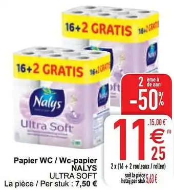 Cora Papier wc - wc-papier nalys ultra soft aanbieding